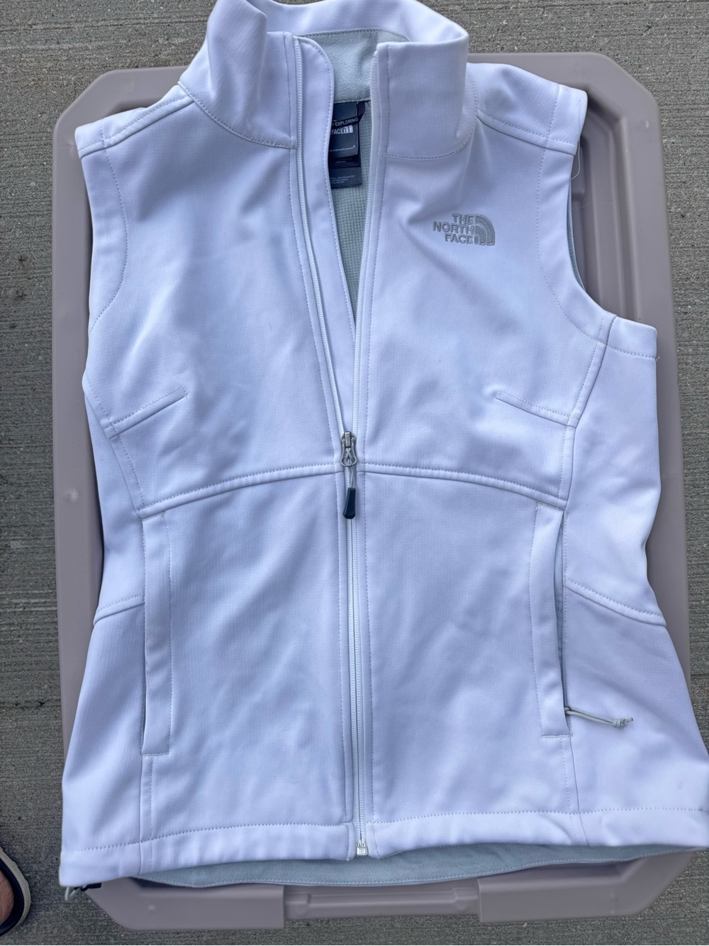 The North Face Women's White Softshell Vest with Stand Collar